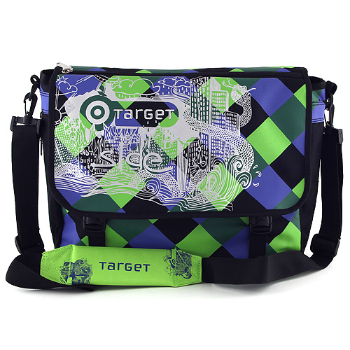 Taška přes rameno Target modro-zelené kostky