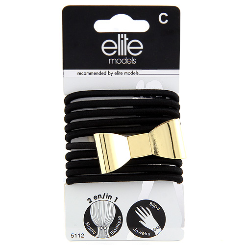 Gumičkové náramky 2v1 Elite Models 10ks, černé s mašlí, průměr 6,5cm