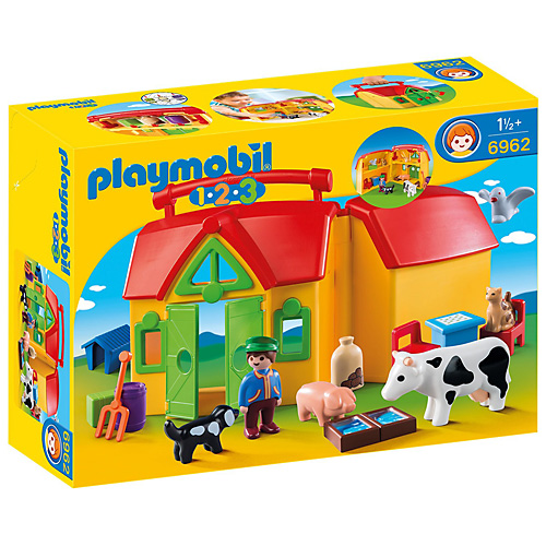 Moje první přenosná farma Playmobil 1.2.3, 17 ks
