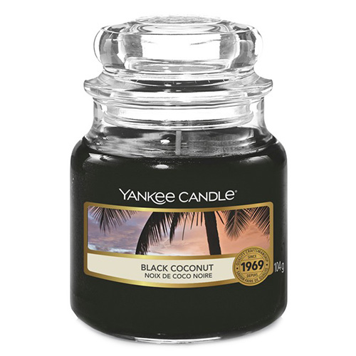 Svíčka ve skleněné dóze Yankee Candle Černý kokos, 104 g