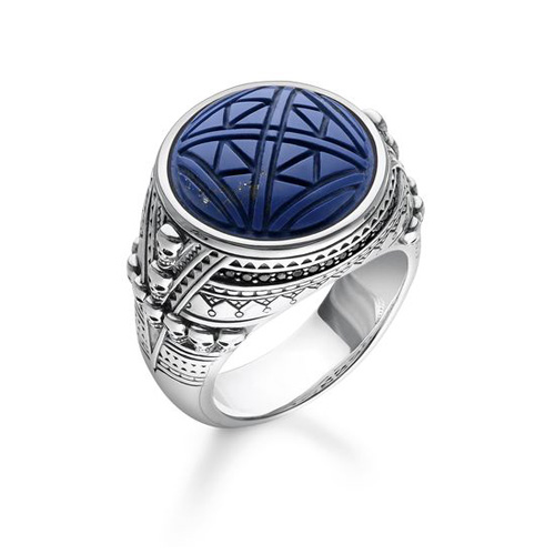 Prsten "Etnické lebky modrý" Thomas Sabo TR2204-534-1-54, Sterling Silver, 925 Sterling silver, black