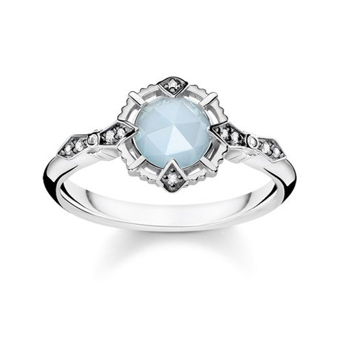 Prsten "Vintage světle modrý" Thomas Sabo D_TR0043-902-31-54, Sterling Silver, 925 Sterling silver, bl