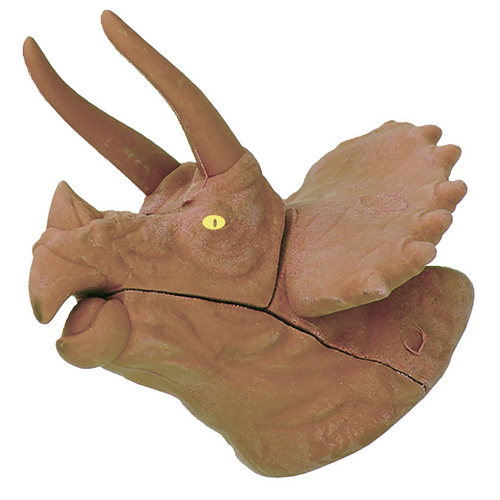 Gumovací pryž Dino World ASST Hnědý Triceratops, 3D puzzle