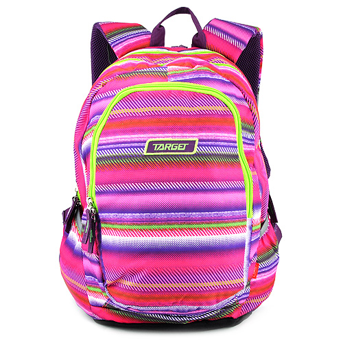 Studentský batoh Target Barevné pruhy, růžovo-zelený