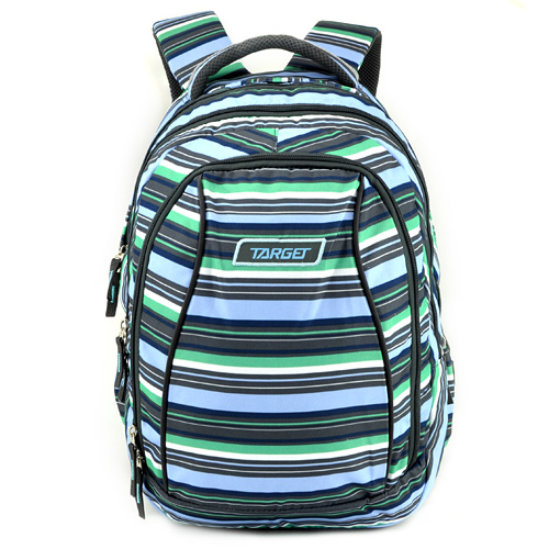 Školní batoh 2v1 Target Zeleno-modro-šedé pruhy