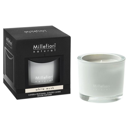 Vonná svíčka Millefiori Milano Bílé pižmo, Natural, 180 g