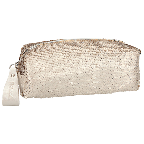 Kosmetická taška Top Model Matně zlatá s měnícími flitry