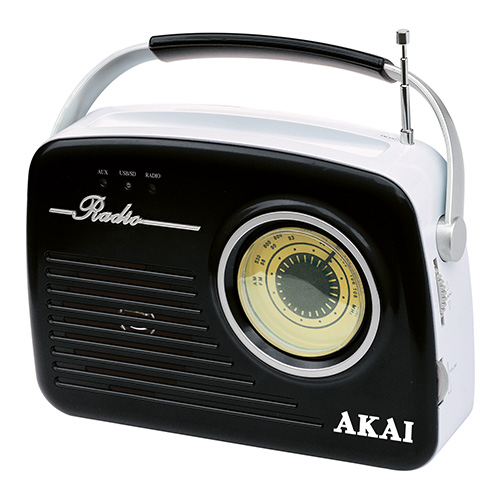 Rádio AKAI APR-11 BLACK, retro, AM/FM rádio, USB, SD karta, 1,5 W