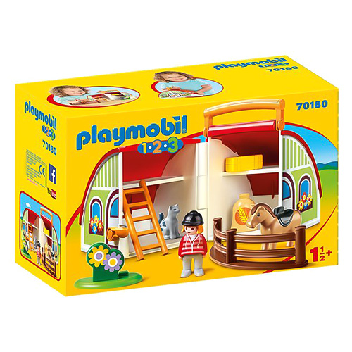 Moje první přenosná farma Playmobil 1.2.3, 11 dílků