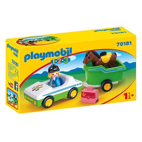 Auto s přívěsem pro koně Playmobil 1.2.3, 5 dílků