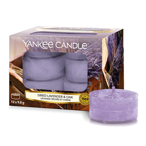 Svíčky čajové Yankee Candle Sušená levandule a dub, 12 ks