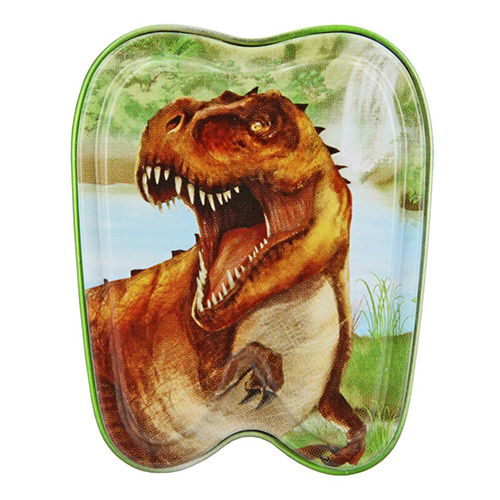 Plechová krabička Dino World ASST T-Rex, zelená
