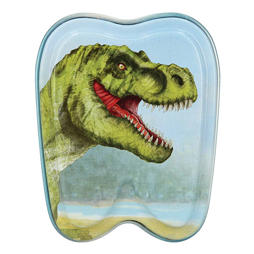 Plechová krabička Dino World ASST T-Rex, modrá