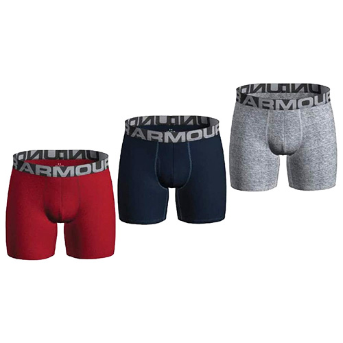 Under Armour UA Charged Cotton 6in 3 Pack-RED | 1363617-600 | MD