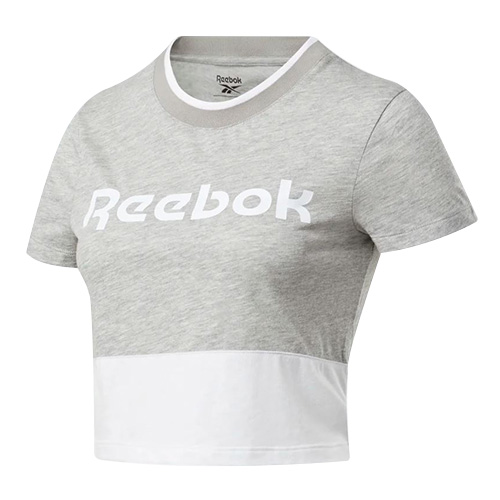 Dámské triko Reebok TE Linear Logo Crop | GM6578 | šedá | M