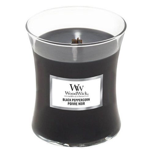 Svíčka oválná váza WoodWick Černý pepř, 275 g
