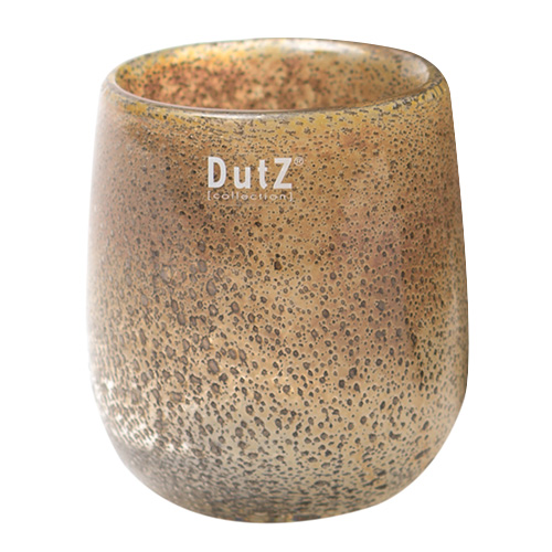 Skleněná váza DutZ Barrel, výška 13 cm, průměr 10 cm, barva stříbřitě hnědá