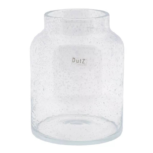 Skleněná váza DutZ Barrel B1, výška 26 cm, průměr 20 cm, barva čiré bubliny