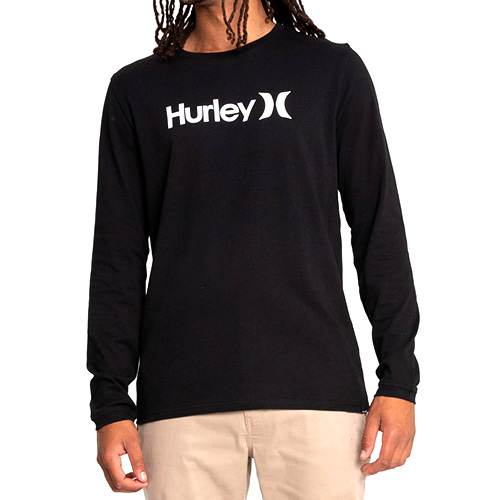 Pánské triko Hurley Washed One and Only LS | AMTL22Q1OO | BLACK | XL
