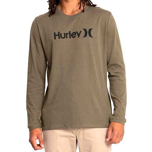 Pánské triko Hurley Washed One and Only LS | AMTL22Q1OO | OLIVE | L