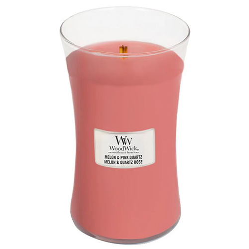 Svíčka oválná váza WoodWick Meloun a růžový kristal, 609.5 g