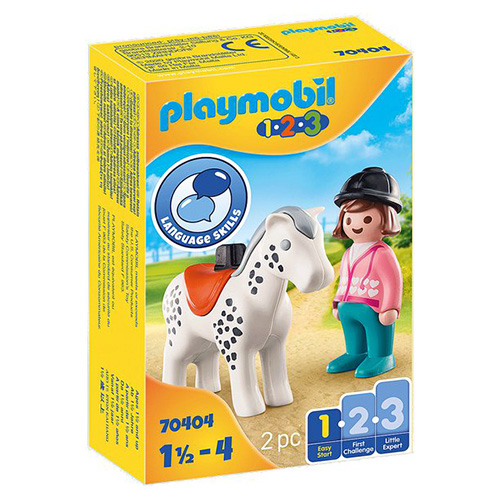 Žokejka s koněm Playmobil 1.2.3, 2 dílky