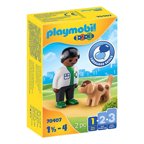 Veterinář s pejskem Playmobil 1.2.3, 2 dílky