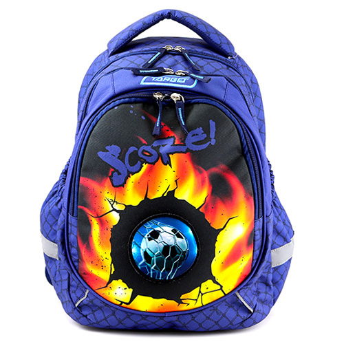 Studentský batoh Target Modrý, s nápisem SCORE, nalepovací míč na suchý zip