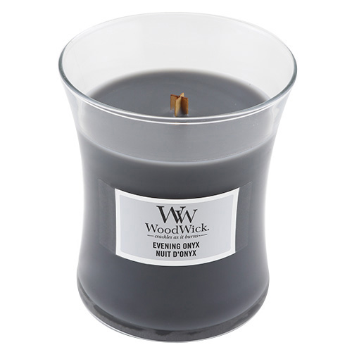 Svíčka oválná váza WoodWick Večerní onyx, 275 g