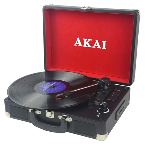 Gramofon AKAI ATT-E10, kufříkový, 3 rychlosti, Bluetooth