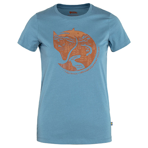 Fjällräven Arctic Fox Print T-shirt W Dawn Blue-Terracotta Brown | F543-243 | XS
