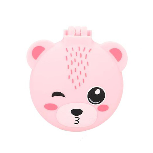 ASST | Skládací kartáč na vlasy Top Model Se zrcátkem, růžový medvěd