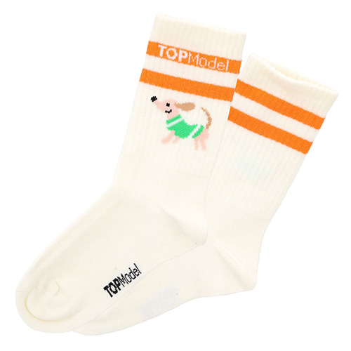 Ponožky Top Model Vanilkové, oranžové proužky, 31-35