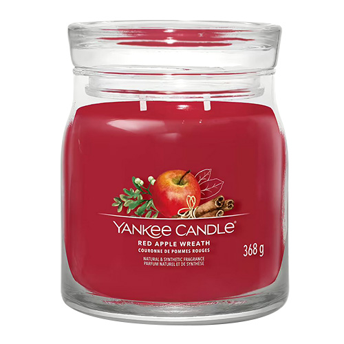 Svíčka ve skleněné dóze Yankee Candle Věnec z červených jablíček, 368 g