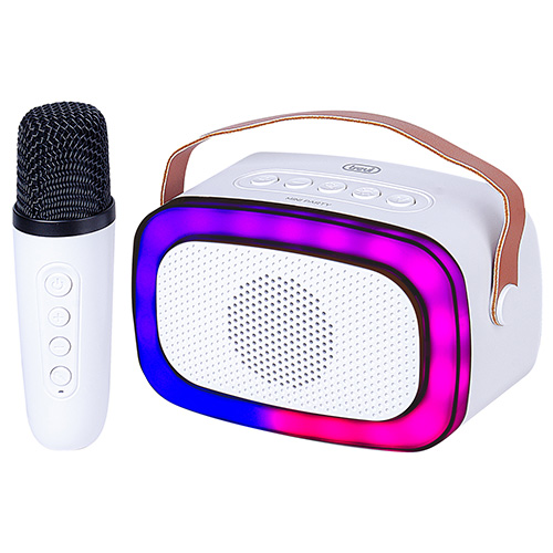 Karaoke reproduktor Trevi XR 8A01, miniparty Karaoke speaker, bílá, bezdrátový mikrofo