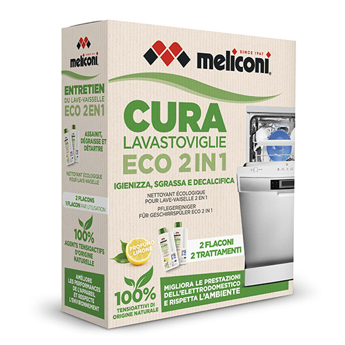 Čstič myček nádobí Meliconi 656162, Eco Care, 2v1,tekutý, 3 funkce čištění, 2 x 250 ml