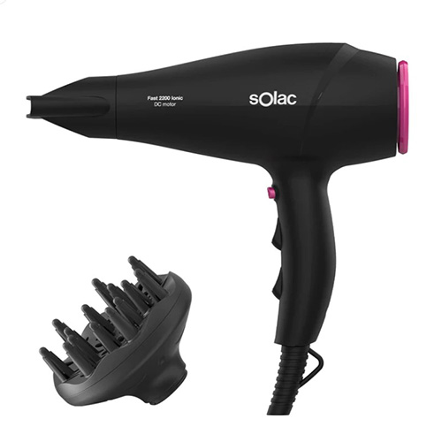Vysoušeč vlasů Solac SH7083, vysoušeč vlasů Fast 2200 Ionic, kompaktní, ION techn