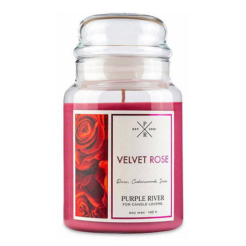 Svíčka ve skleněné dóze Purple River Sametová růže, 623 g
