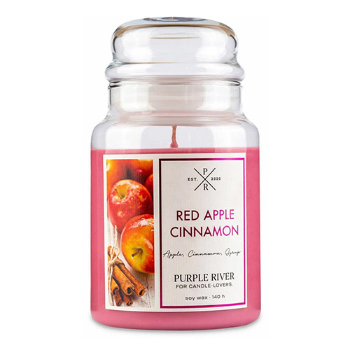 Svíčka ve skleněné dóze Purple River Červená jablka se skořicí, 623 g