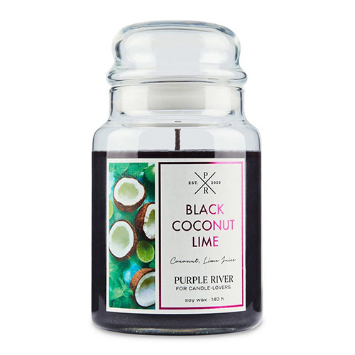 Svíčka ve skleněné dóze Purple River Černá kokosová limetka, 623 g