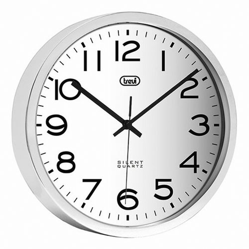 Nástěnné hodiny Trevi stříbrné, 30cm