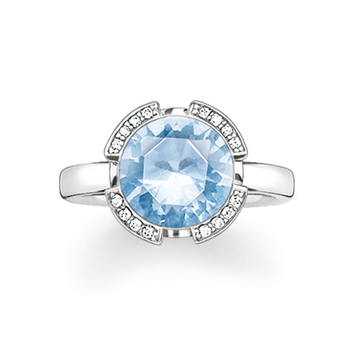 Prsten "Světle modrý kámen" Thomas Sabo TR2038-059-31-54, Sterling Silver, 925 Sterling silver, synt