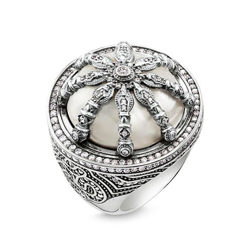 Prsten "Perleťové kolo" Thomas Sabo TR2025-642-14-50, Sterling Silver, 925 Sterling silver, blac