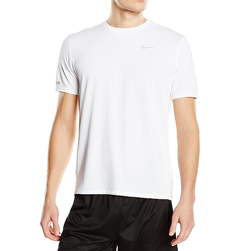 NIKE DRI-FIT CONTOUR SS 10 | RUNNING | MENS | SHORT SLEEVE TOP | WHITE/REFLECTIVE SI