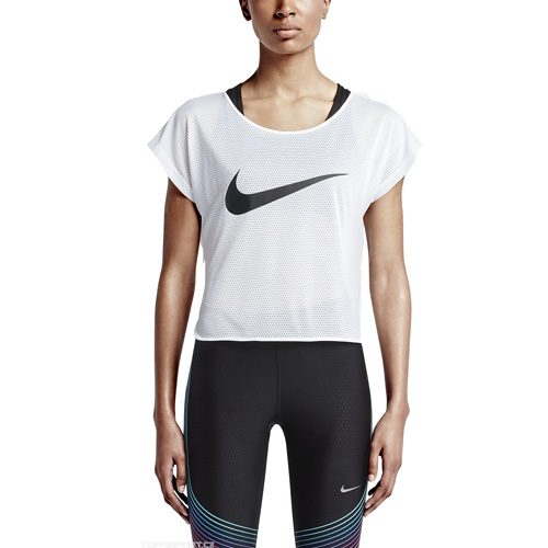 Nike RUN FREE COOL SWOOSH SS 10 | RUNNING | WOMENS | SHORT SLEEVE TOP | WHITE/BLACK/REFLE