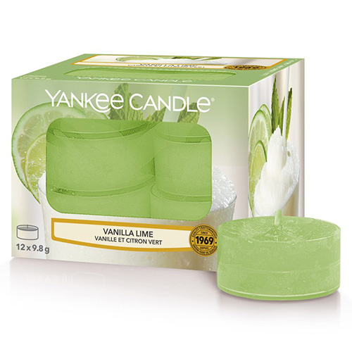 Svíčky čajové Yankee Candle Vanilka s limetkou, 12 ks