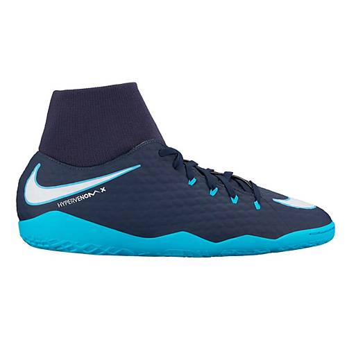 Nike HYPERVENOMX PHELON 3 DF IC FOOTBALL/SOCCER | OBSIDIAN/WHITE-GAMMA BLUE-GLAC | 917768-41