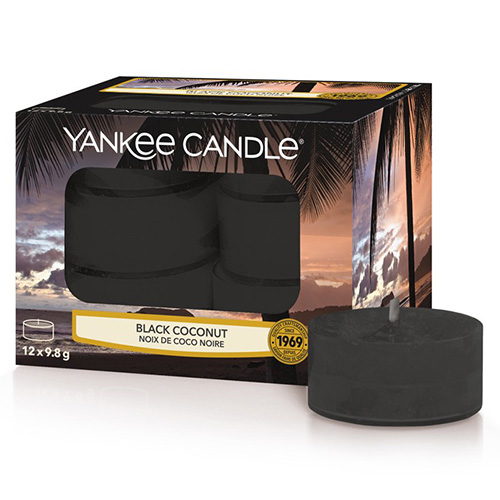 Svíčky čajové Yankee Candle Černý kokos, 12 ks