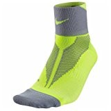 Nike One-Quarter Socks Elite Run Lightweight, Volt/Wolf Grey, 6-7.5, SX4953-707