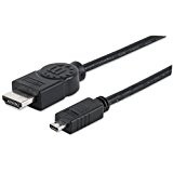 Manhattan 324427 High Speed HDMI-Kabel mit Ethernet-Kanal (HEC ARC 3D 4K) HDMI-Stecker auf Micro-HDMI-Stecker geschirmt schwarz 2 m